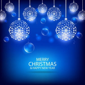 merry christmas and happy new year background vector template with blue background